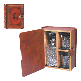 Сувенир, подарок - Фолиант с графином и 2 бокалами, светлая кожа